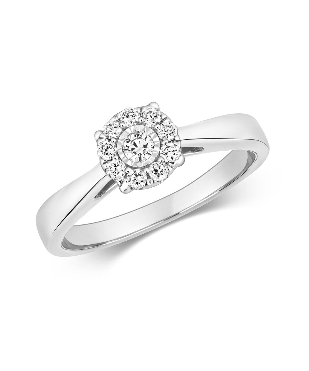 9ct Gold Diamond Cluster Engagement Ring