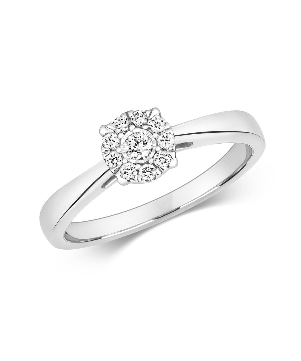 9ct Gold Diamond Cluster Engagement Ring