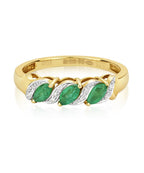 9ct Yellow Gold Emerald & Diamond Ring