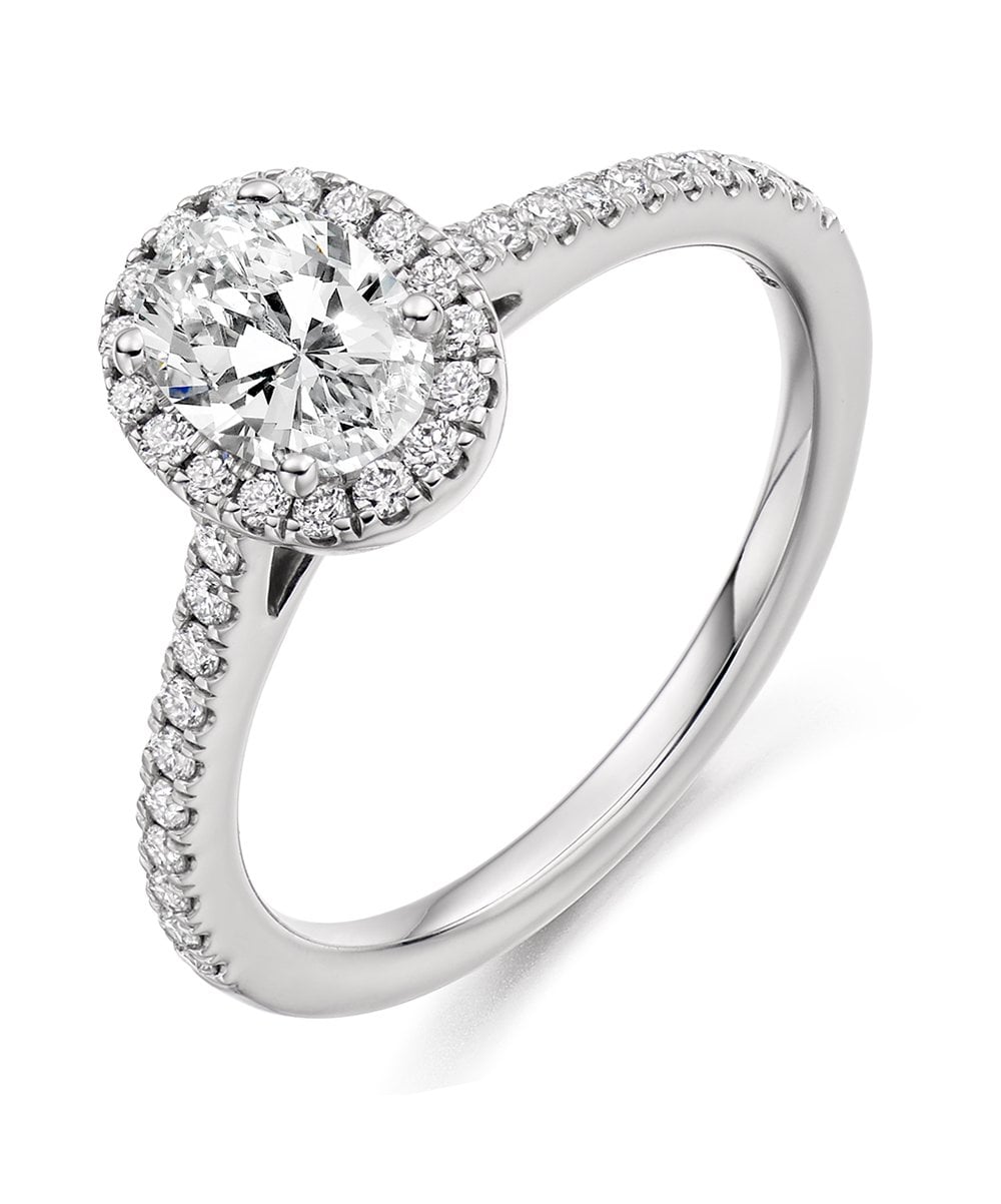 Platinum 0.85ct Oval Diamond Halo Ring