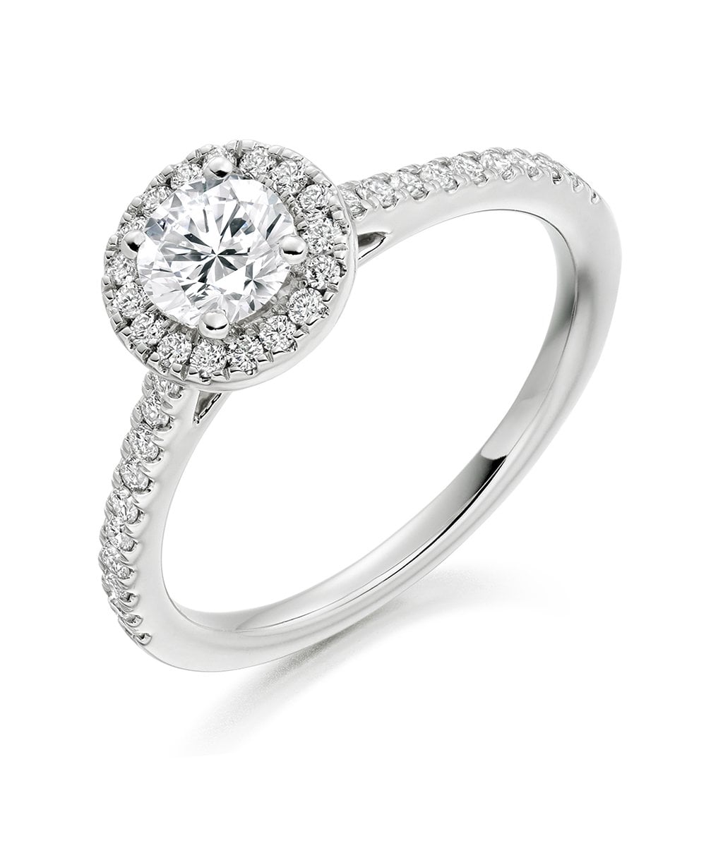Platinum 0.85ct Diamond Halo Ring