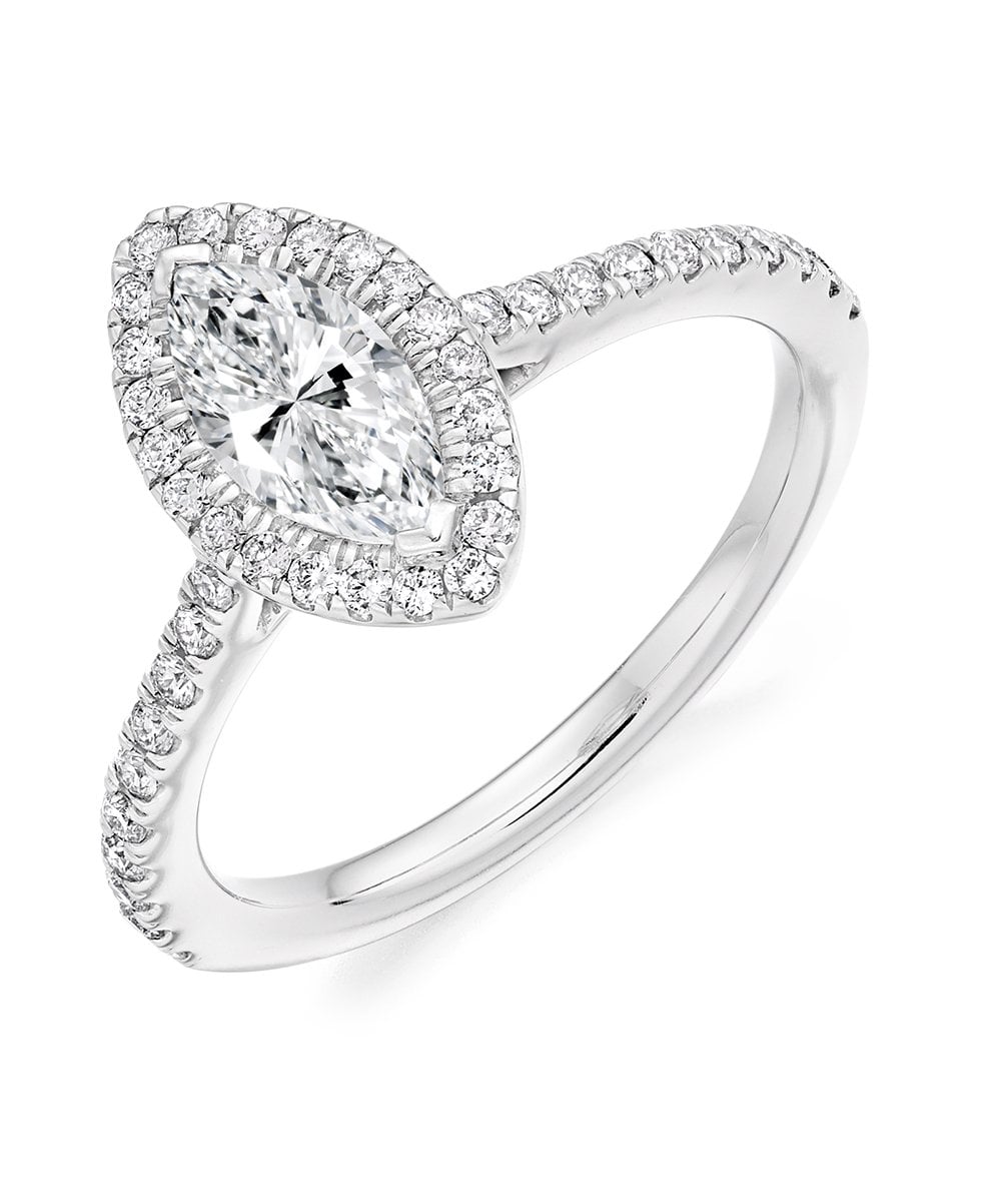 Platinum 1.09ct Diamond Halo Ring