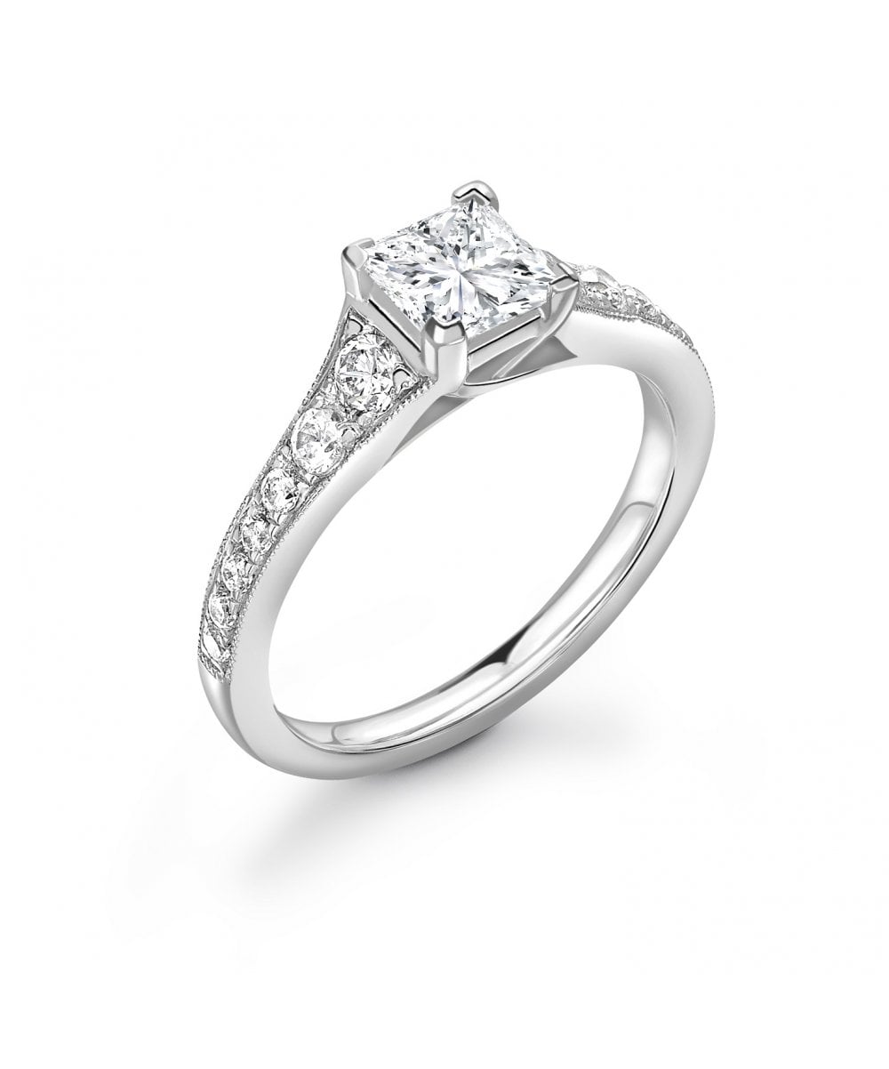 18ct White Gold 0.83ct Princess Cut Diamond Solitaire Ring