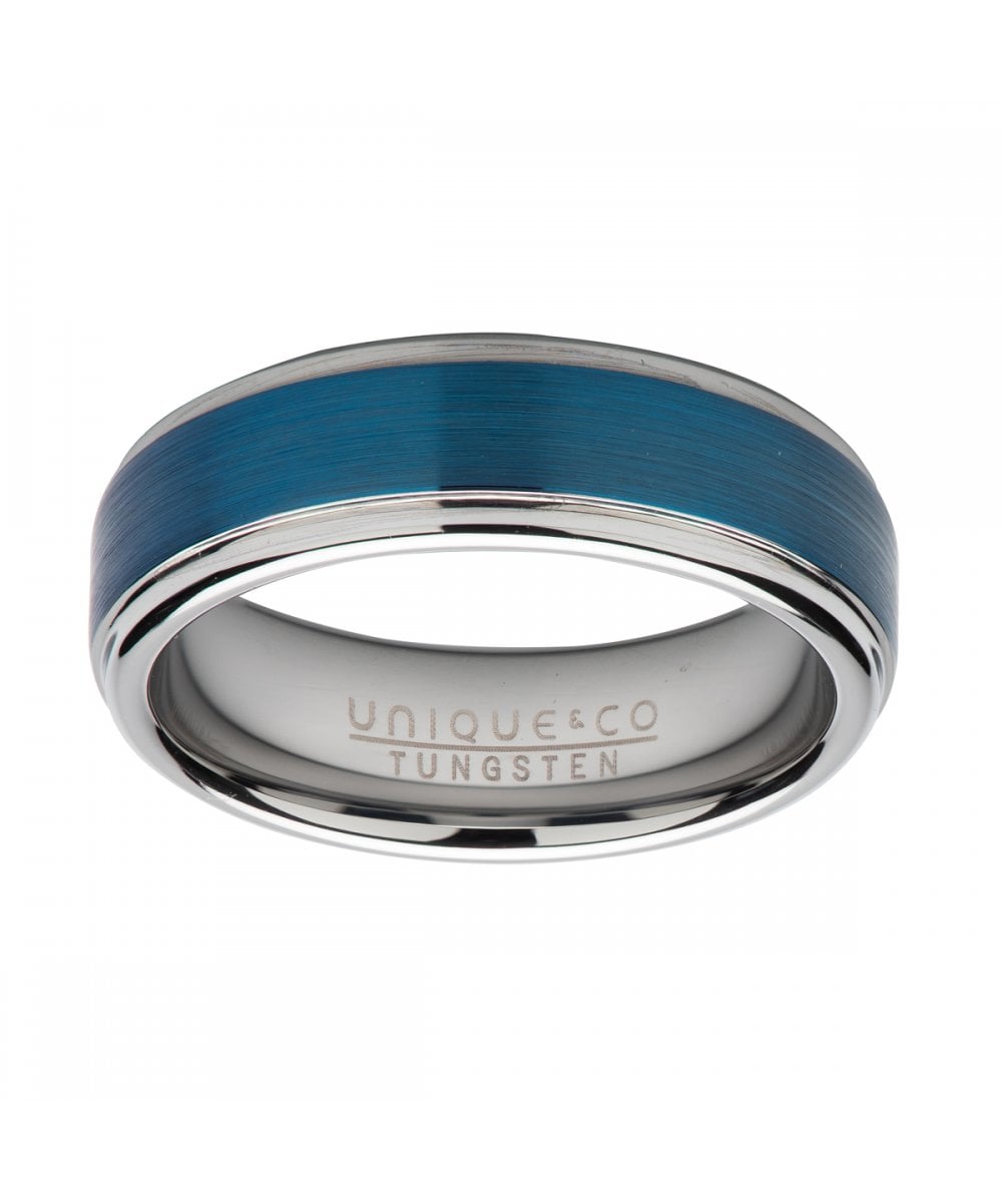 Tungsten 7mm Ring With Blue Centre - TUR-123
