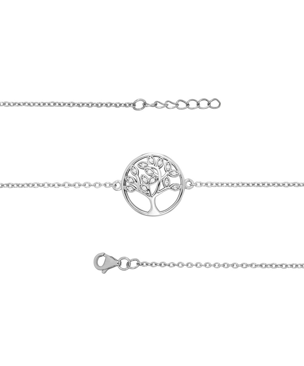Silver CZ Tree of Life Bracelet