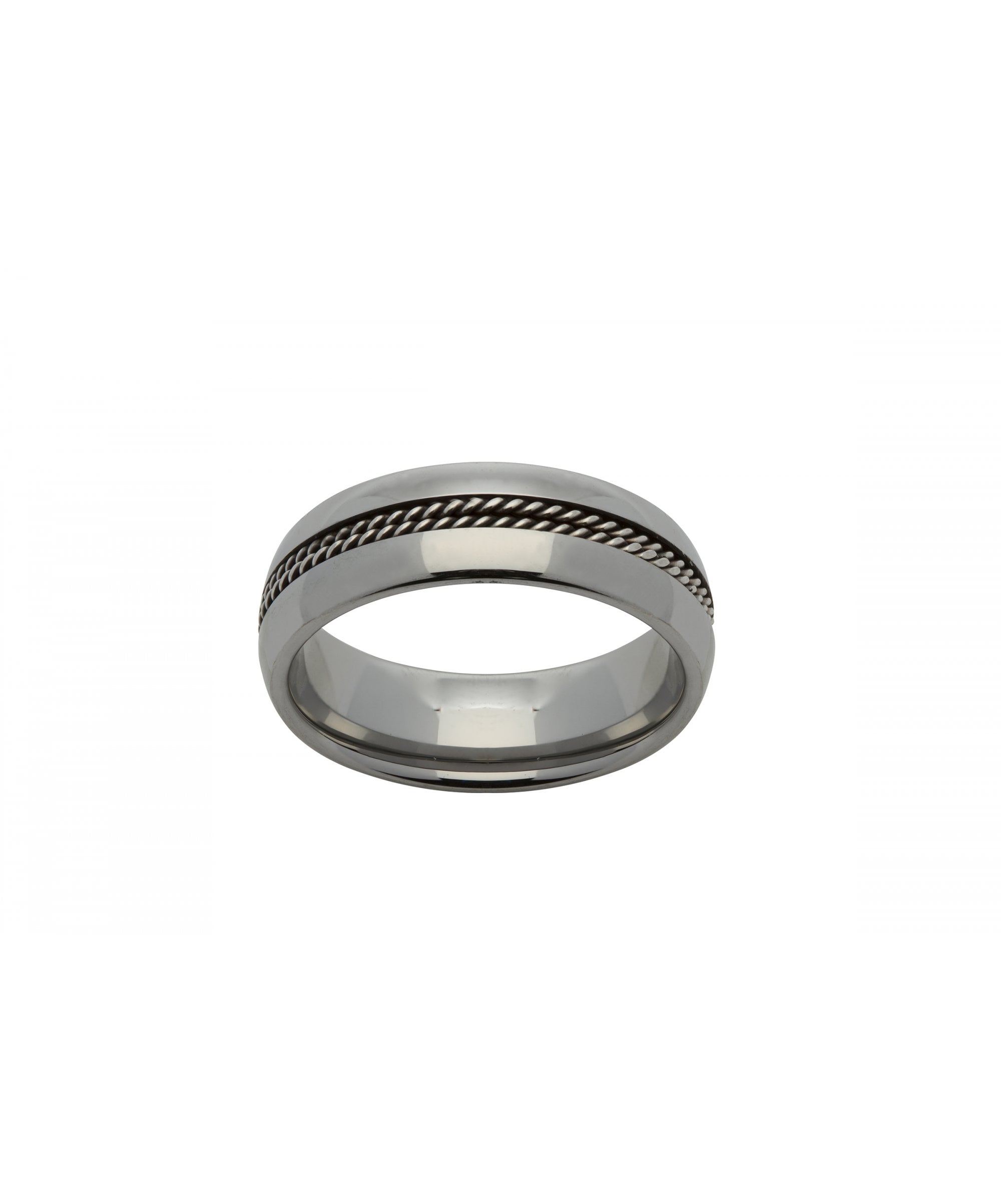 Tungsten 7mm Court Ring with Chain Inlay - TUR-50