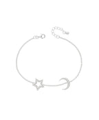 Silver Moon & Star CZ Bracelet