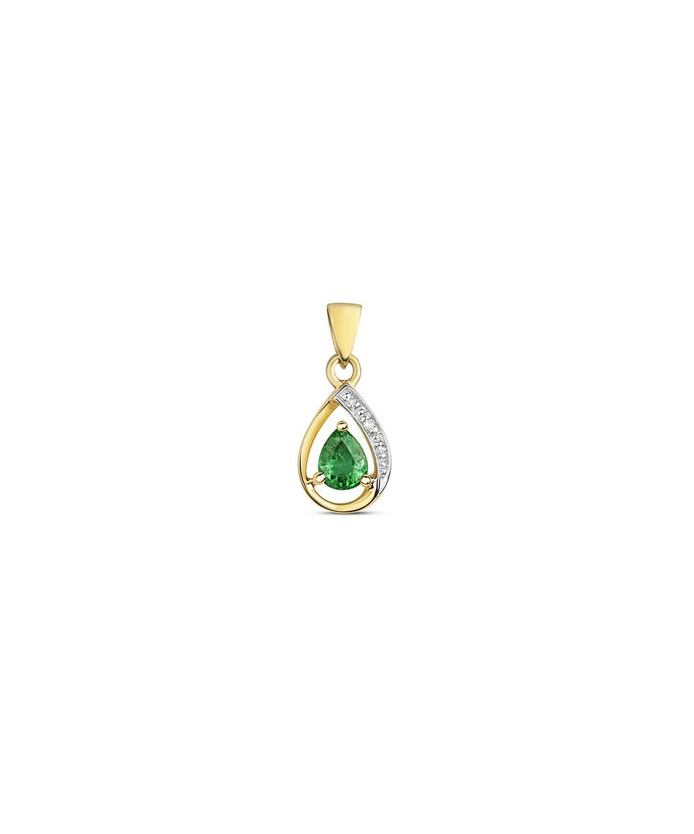 9ct Gold Diamond & Emerald Pendant