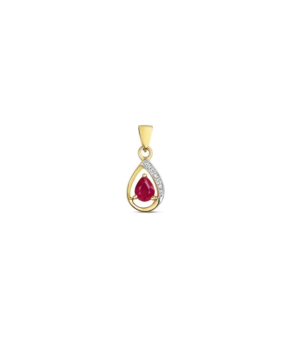 9ct Gold Diamond & Ruby Pendant