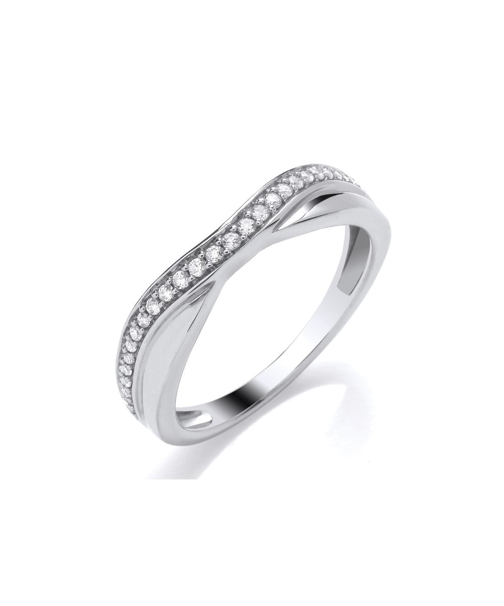 9ct White Gold 0.16ct Diamond Wishbone Ring