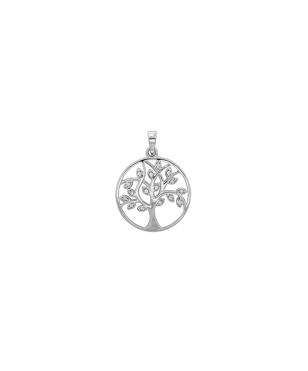 Sterling Silver Stone Set Tree Of Life Pendant