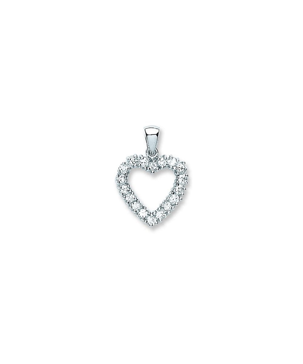 Silver CZ Open Heart Pendant