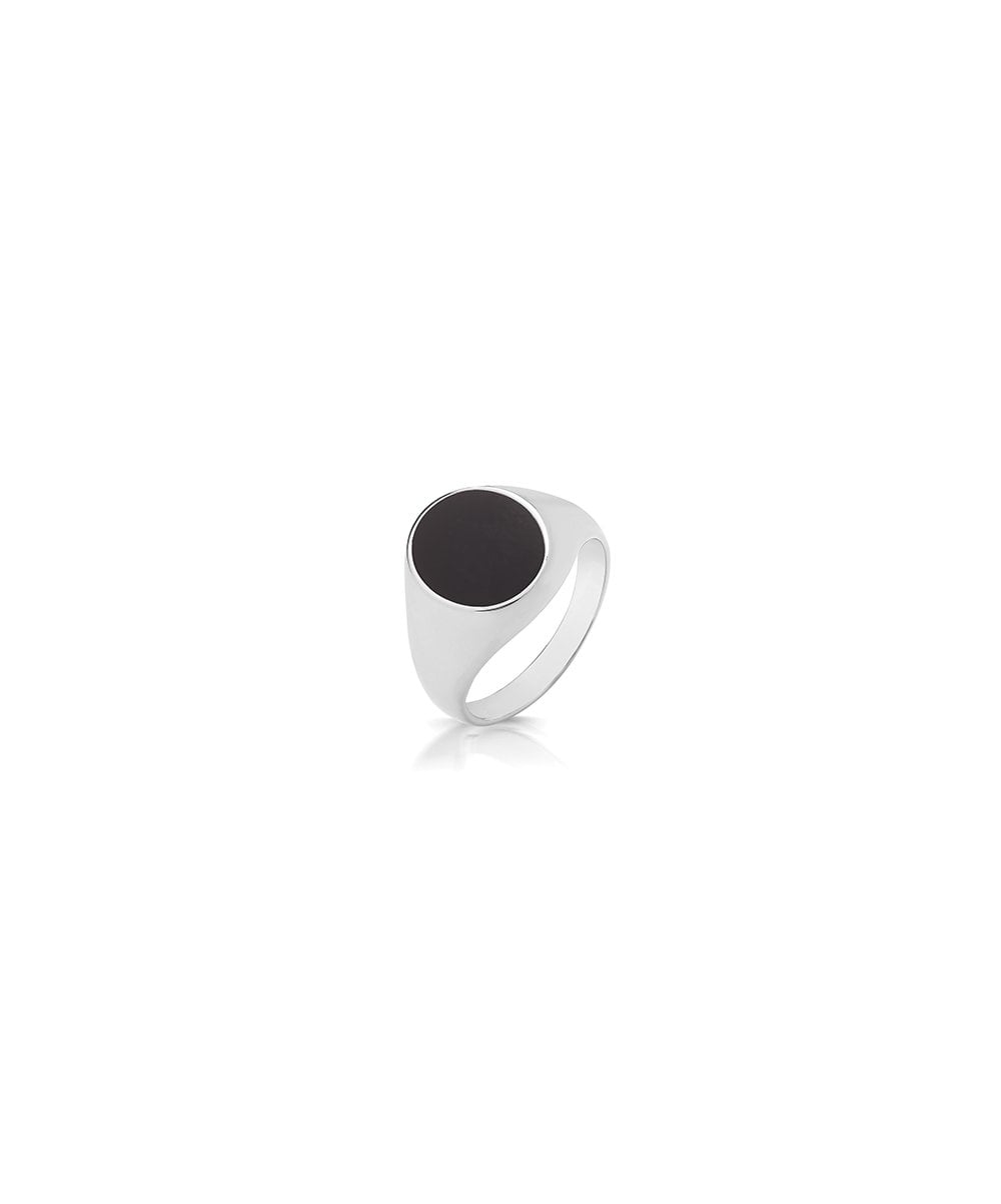 Sterling Silver Black Onyx Oval Signet Ring
