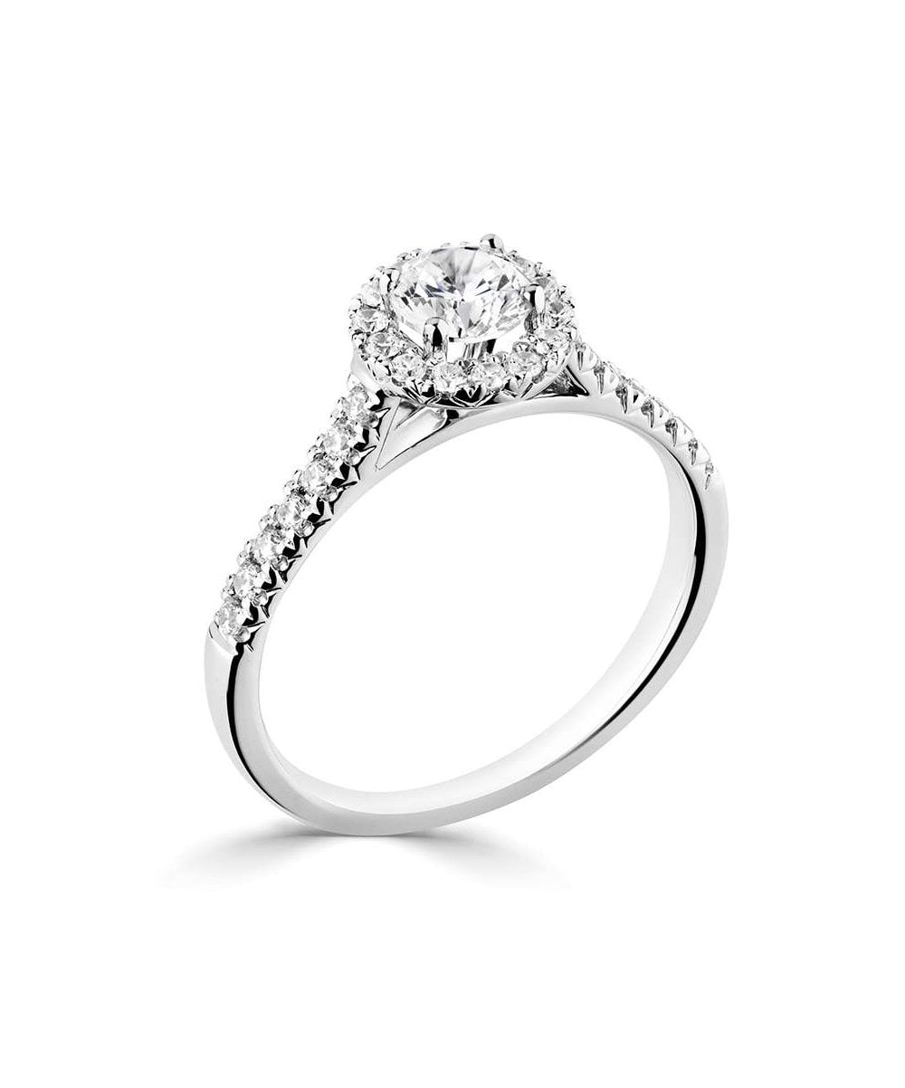 Platinum 0.82ct Lab Grown Round Brilliant Diamond Halo Ring