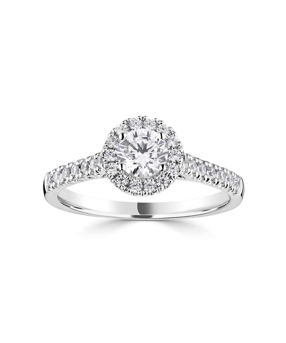 Platinum 0.82ct Lab Grown Round Brilliant Diamond Halo Ring