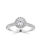 Platinum 0.82ct Lab Grown Round Brilliant Diamond Halo Ring