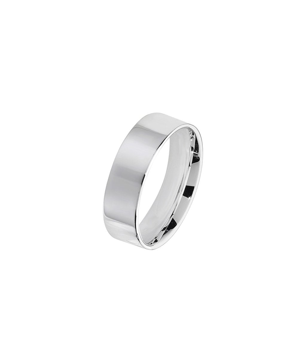 Men's 6mm Sterling Silver Flat Court Wedding Ring