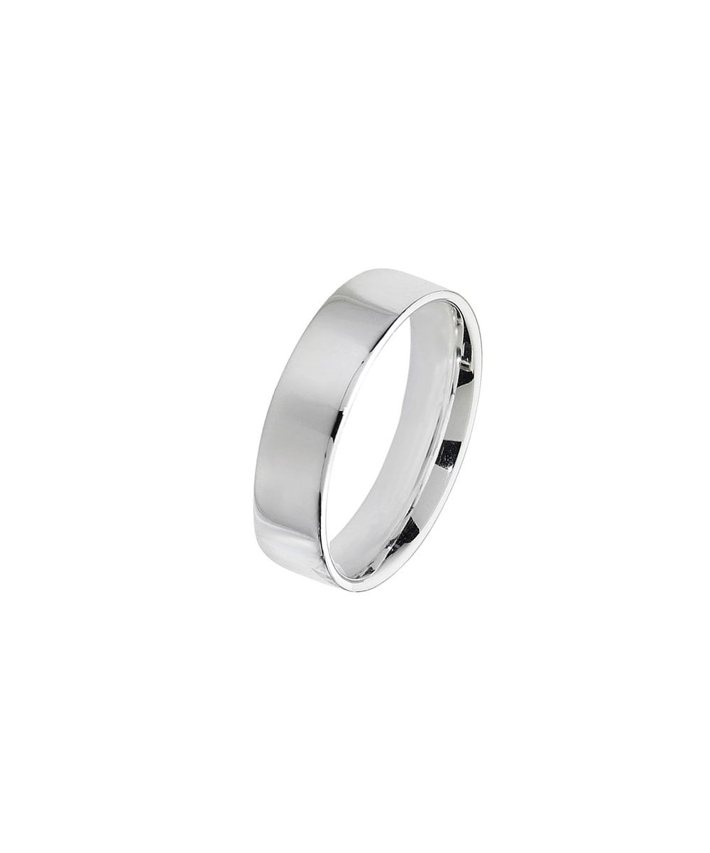 Men's 5mm Sterling Silver Flat Court Wedding Ring