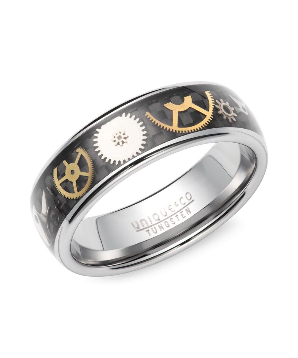 Tungsten 7mm Ring With Yellow & Black Carbon Fibre Inlay - TUR-189