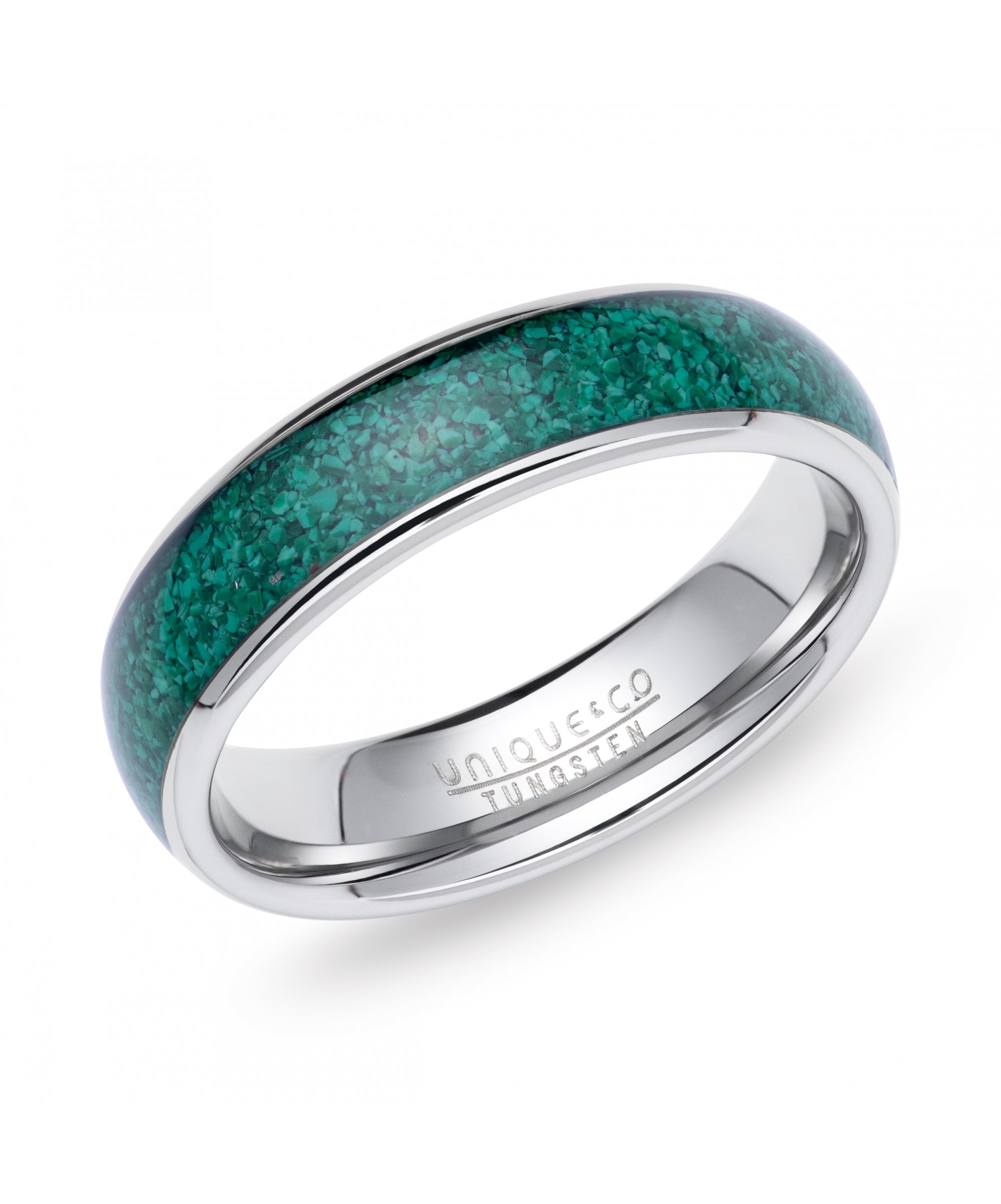 Tungsten 6mm Ring with Malachite Inlay - TUR-179