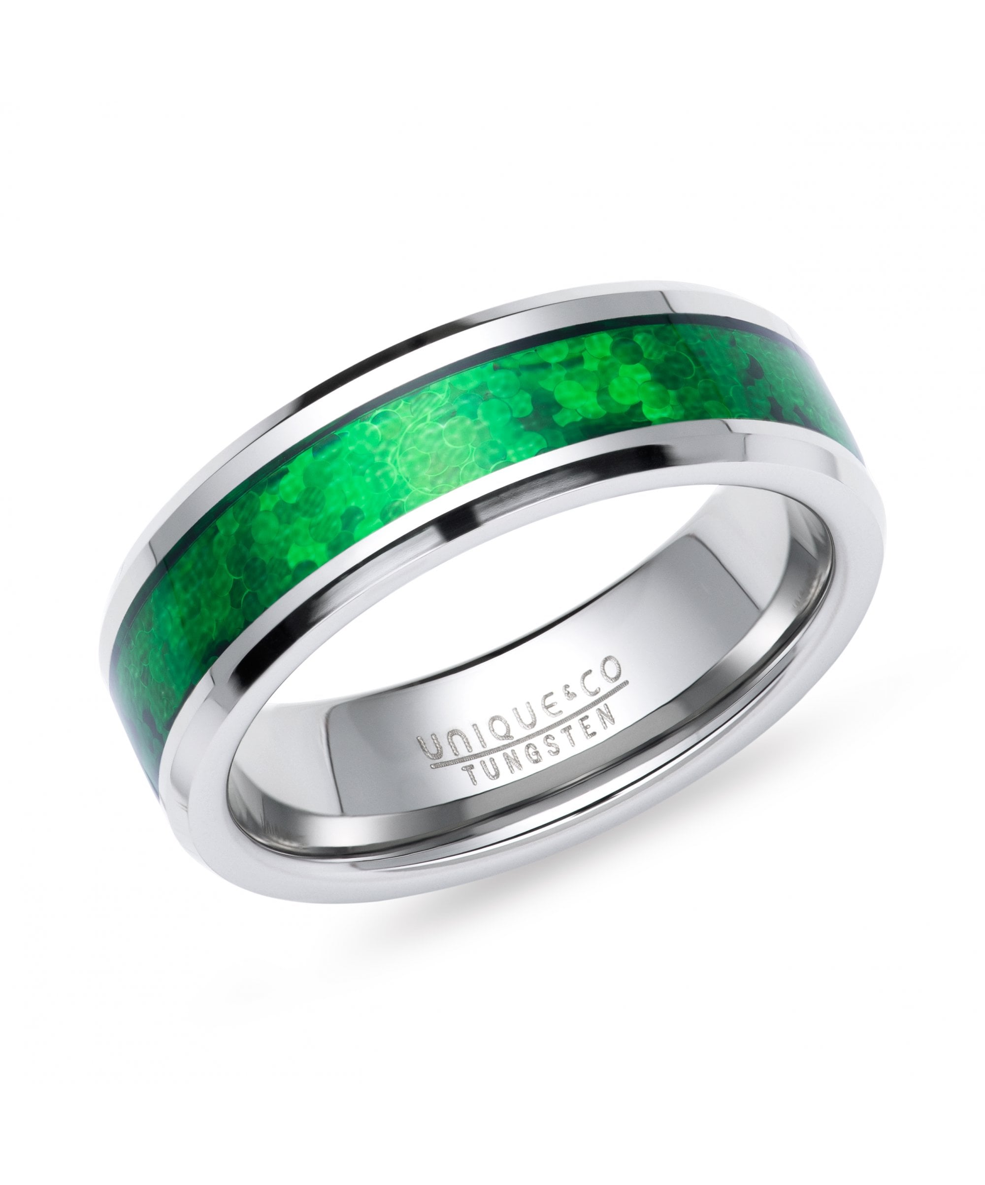 Tungsten 7mm Ring With Green Carbon Fibre Centre - TUR-174