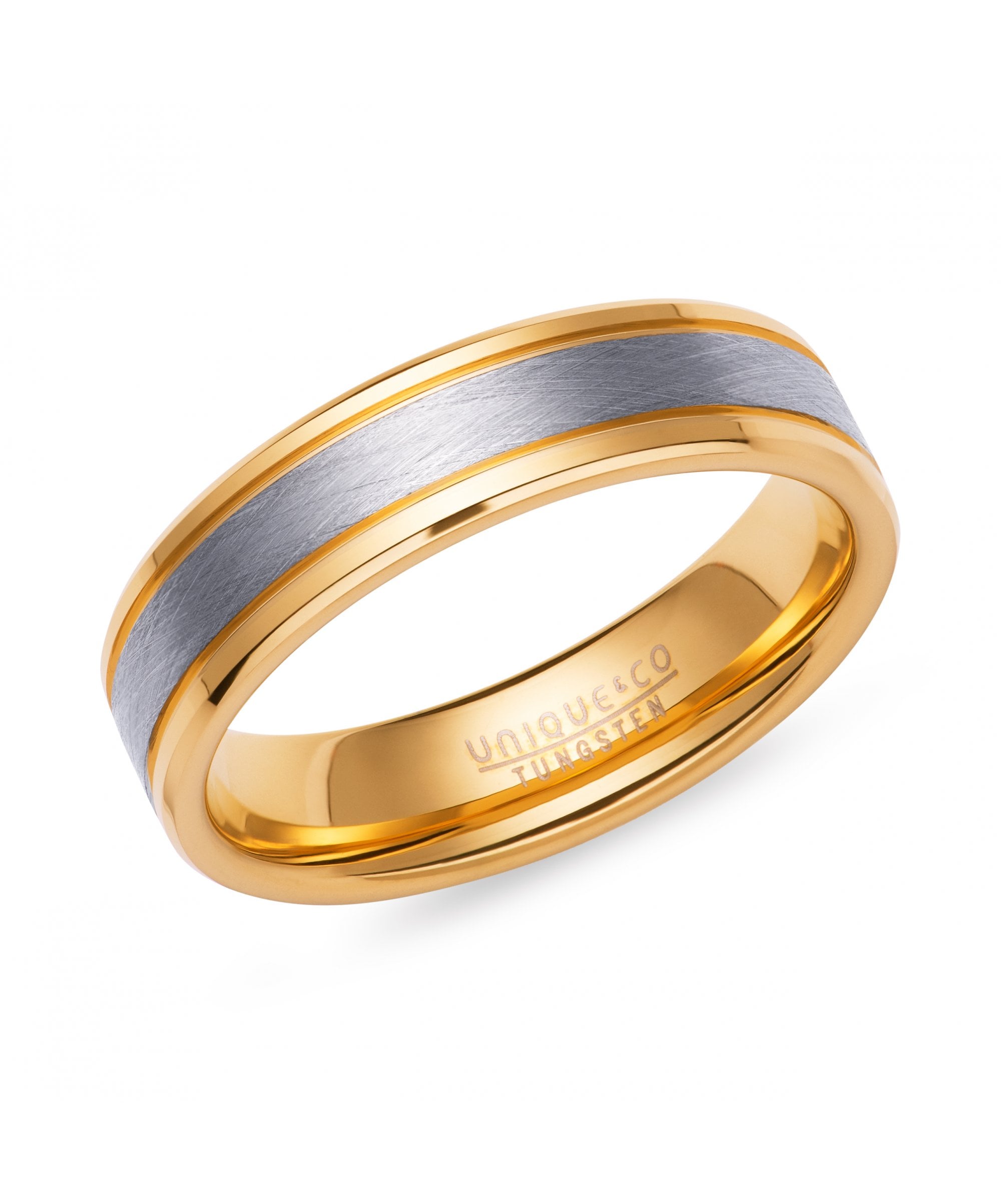 Tungsten 6mm Flat Court Two Tone Ring - TUR-166