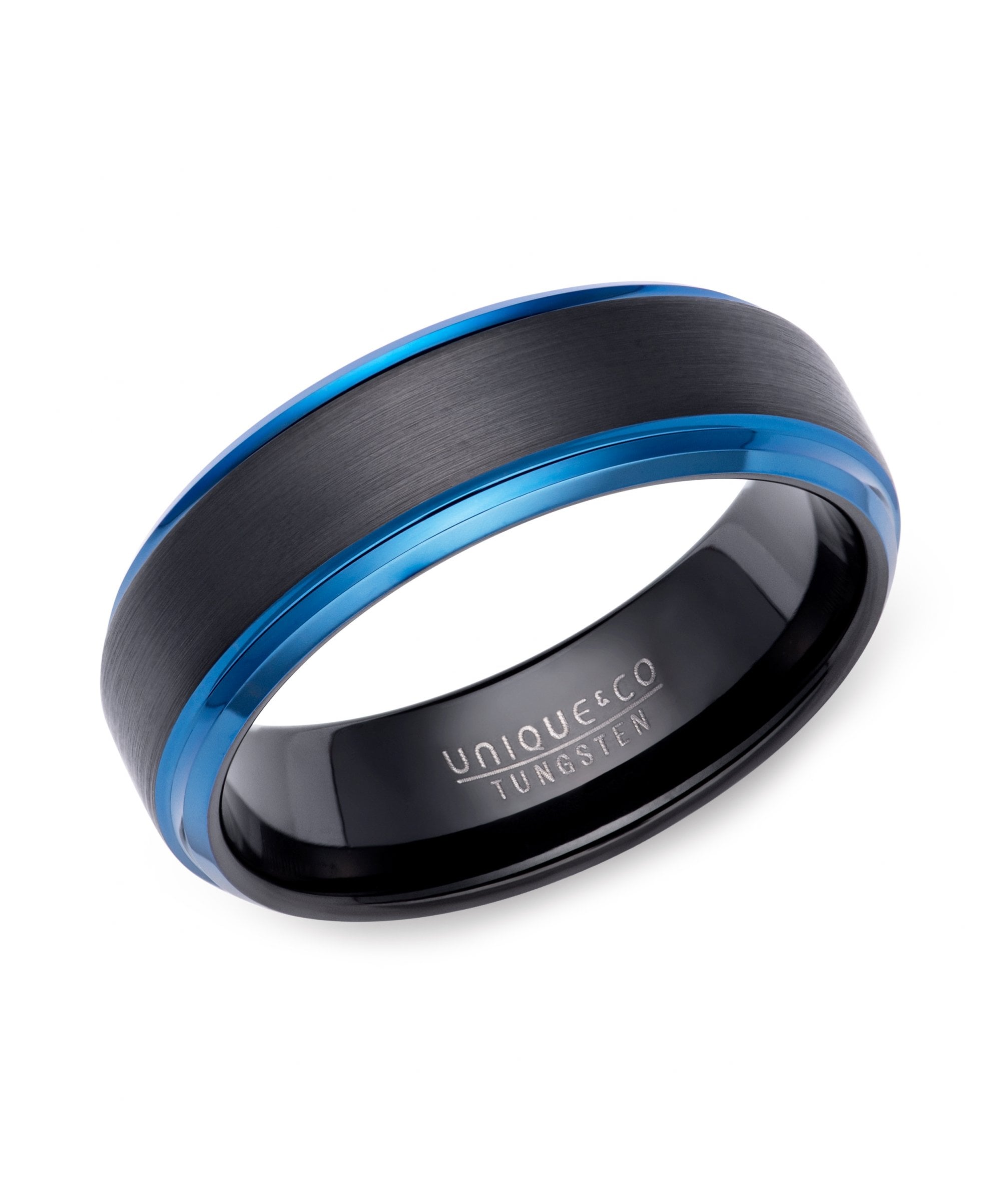 Tungsten 7mm Black & Blue Ring - TUR-162