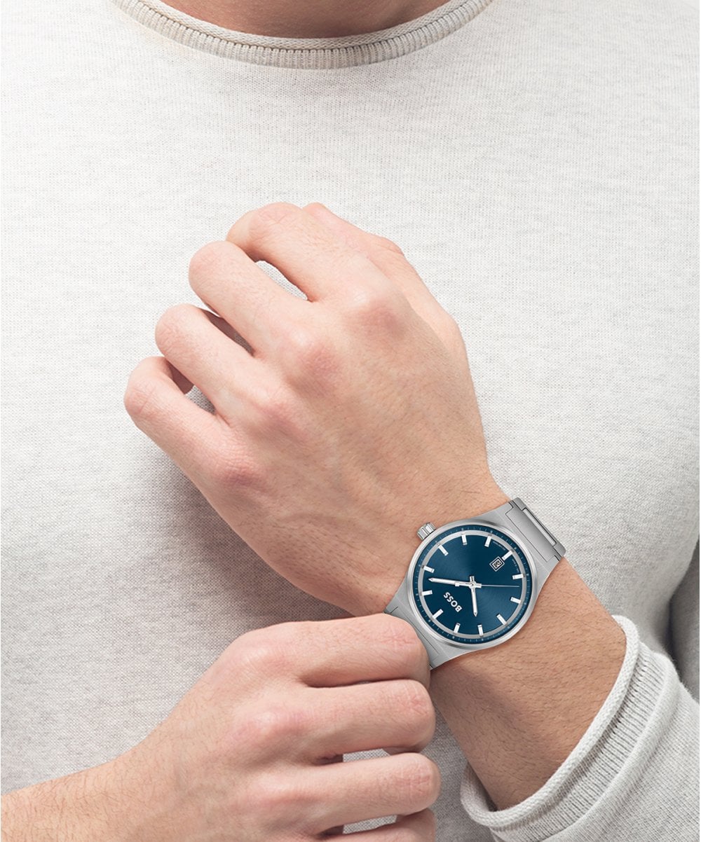 BOSS Candor Blue Dial Gents Bracelet Watch