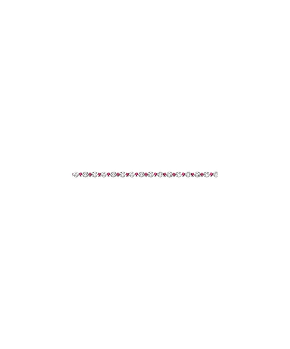 Silver Red Stone & CZ Tennis Bracelet