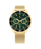 Tommy Hilfiger Jordan Green & Gold Gents Mesh Bracelet Watch