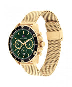Tommy Hilfiger Jordan Green & Gold Gents Mesh Bracelet Watch
