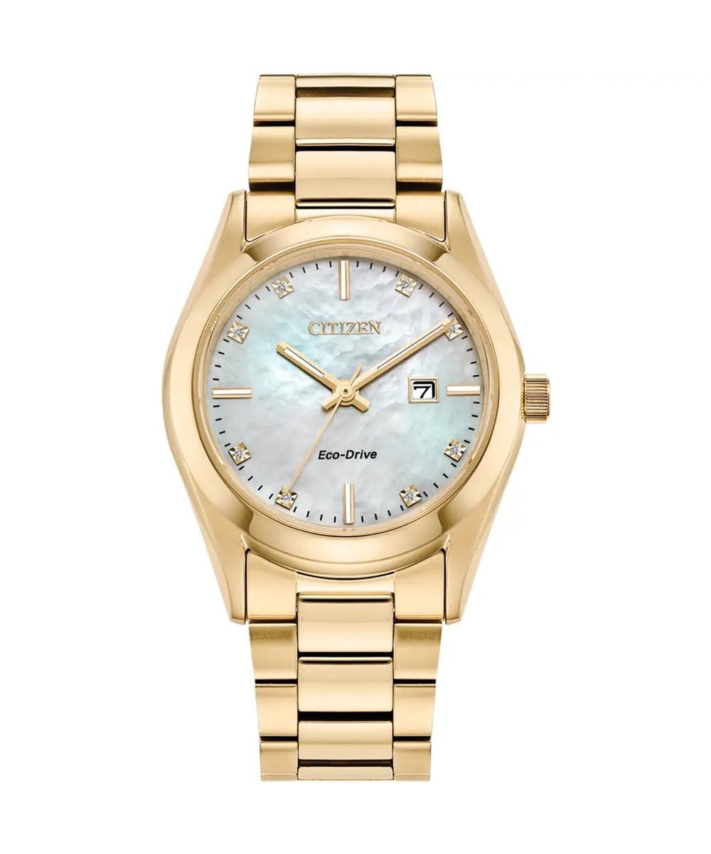 Citizen Eco-Drive Gold Plated Diamond Ladies Bracelet Watch