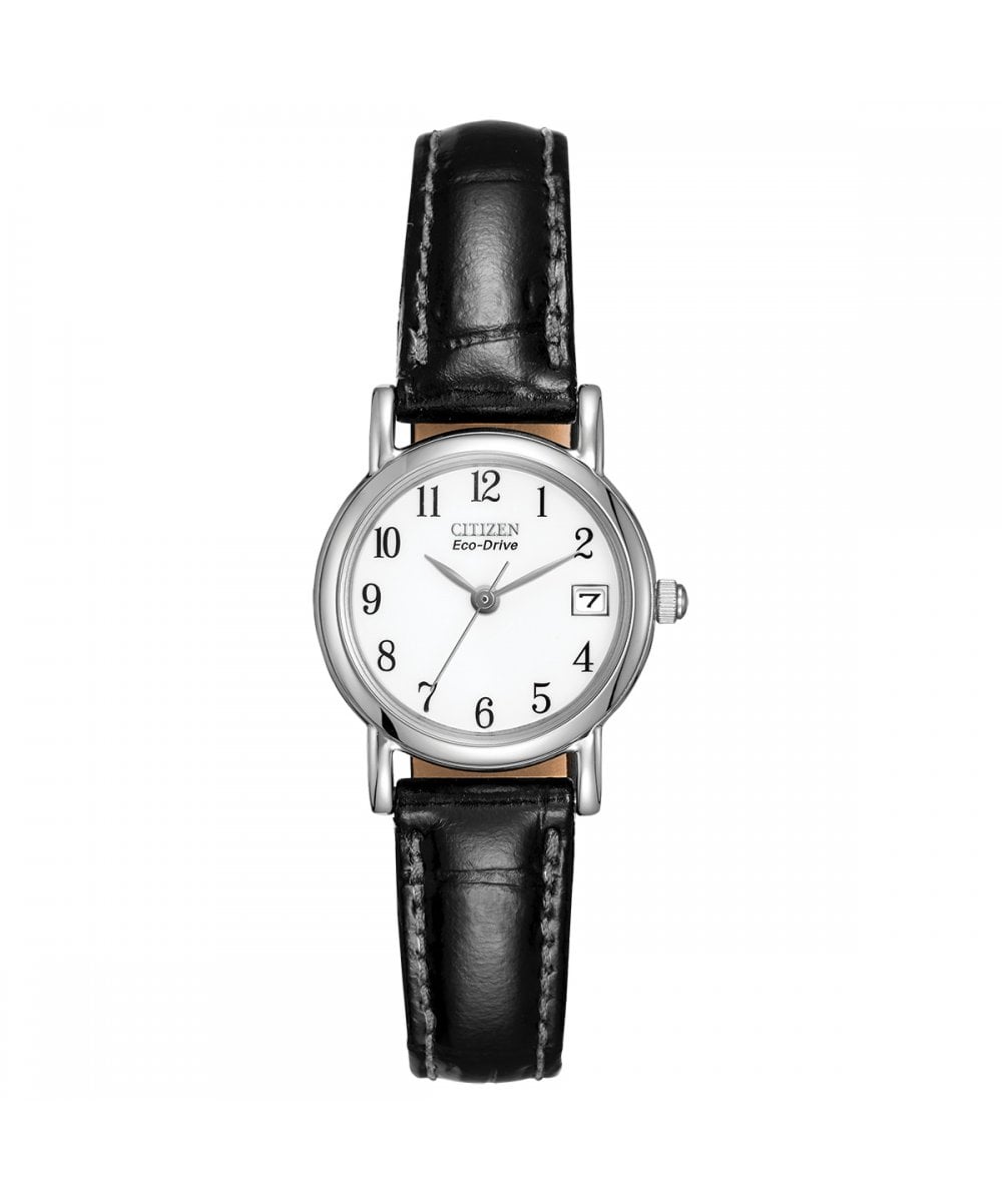 Citizen Eco-Drive Black Leather Strap Ladies Watch