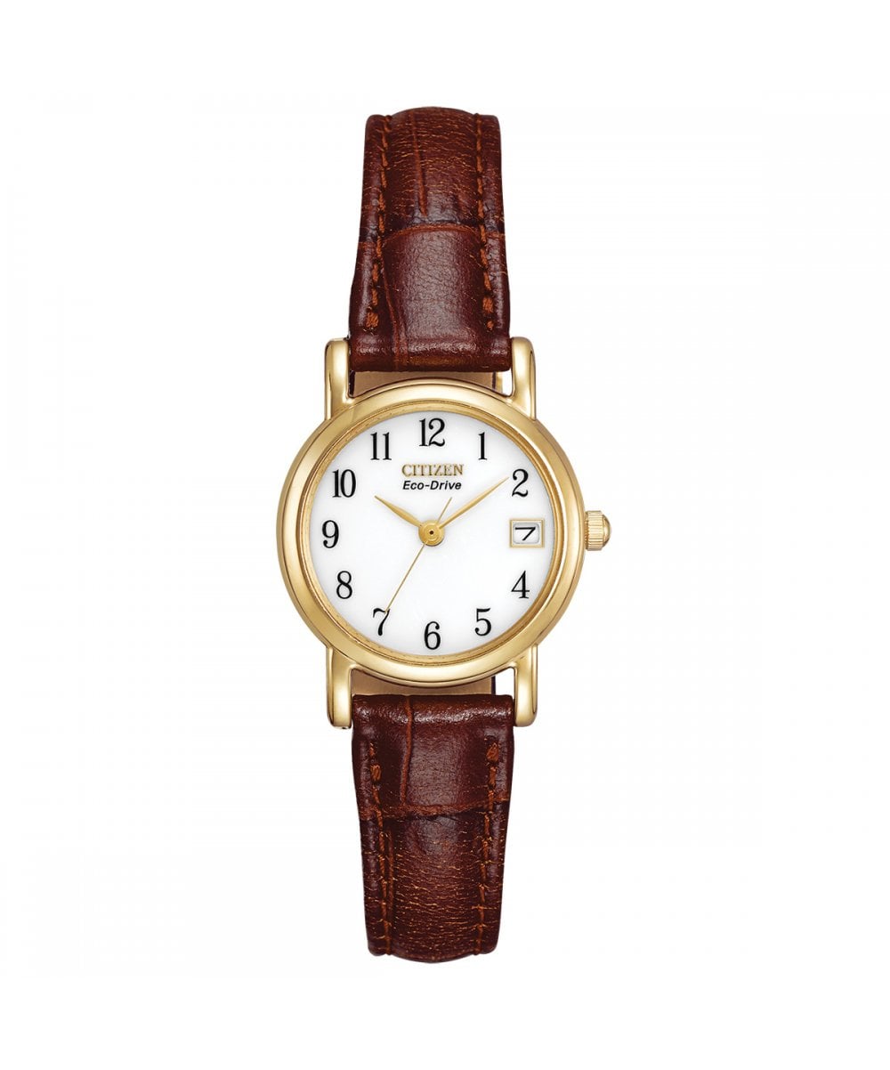 Citizen Eco-Drive Ladies Brown Leather Strap Watch