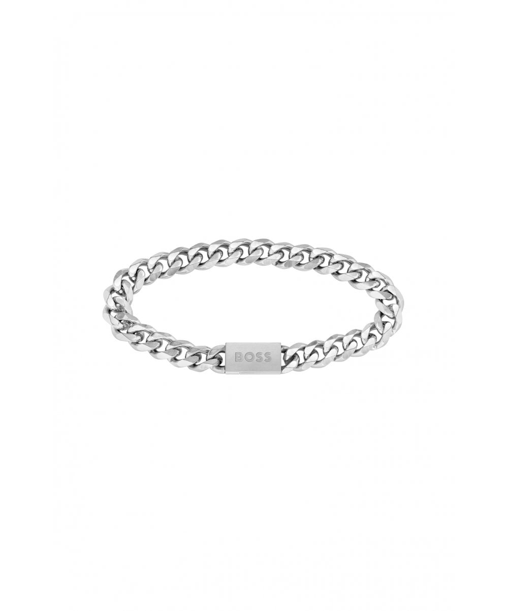 BOSS Chain Link Gents Silver Tone Bracelet