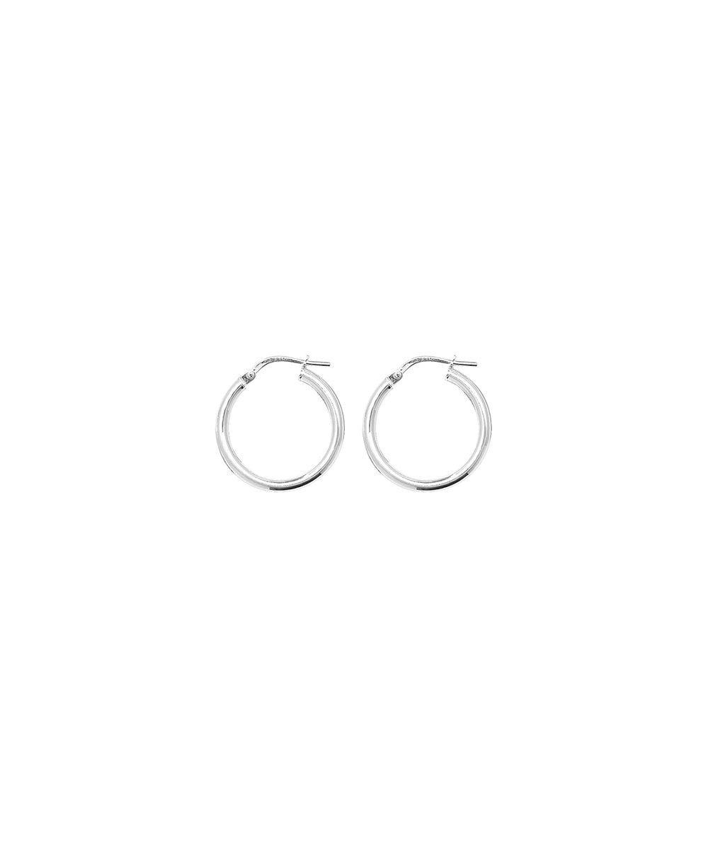 Silver 15mm Plain Hoop Earrings