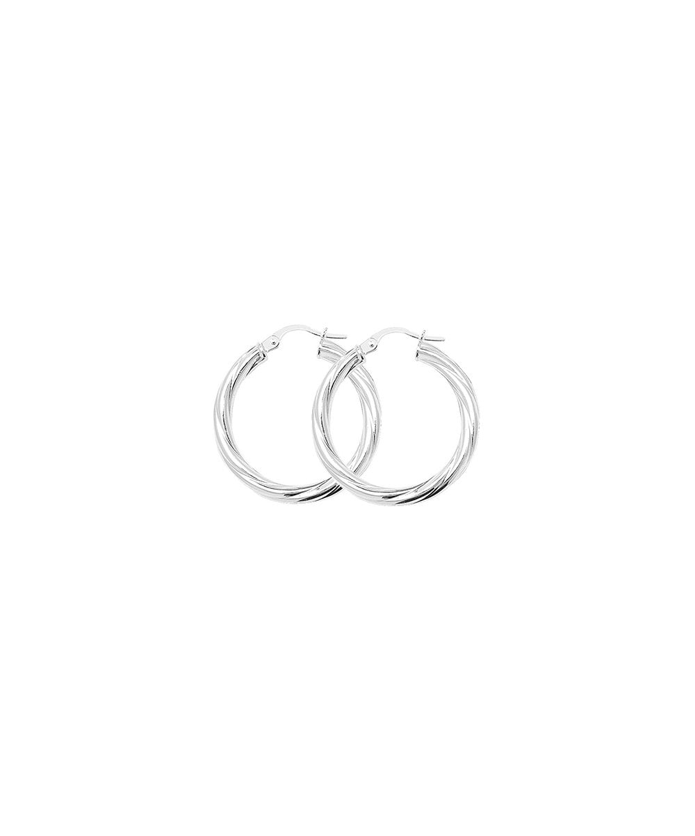 Silver 25mm Twisted Hoop Earrings