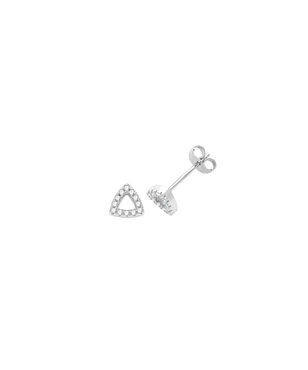 Silver CZ Triangle Stud Earrings