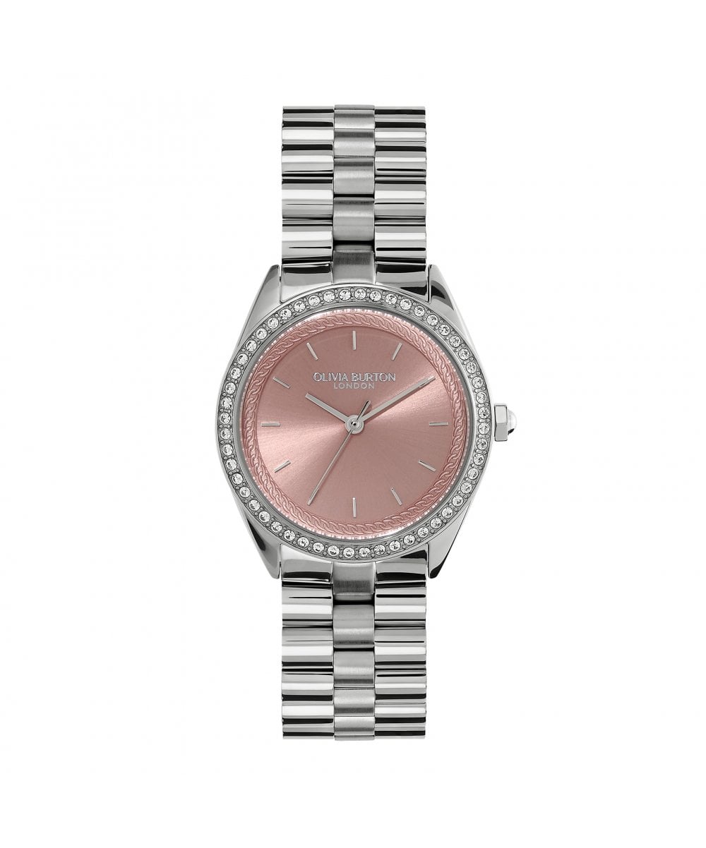Olivia Burton Bejewelled Mellow Rose & Silver Bracelet Watch