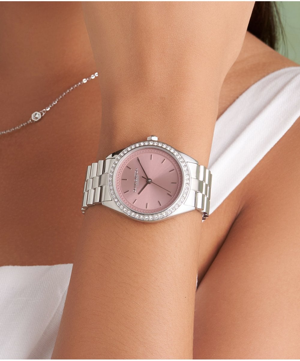 Olivia Burton Bejewelled Mellow Rose & Silver Bracelet Watch