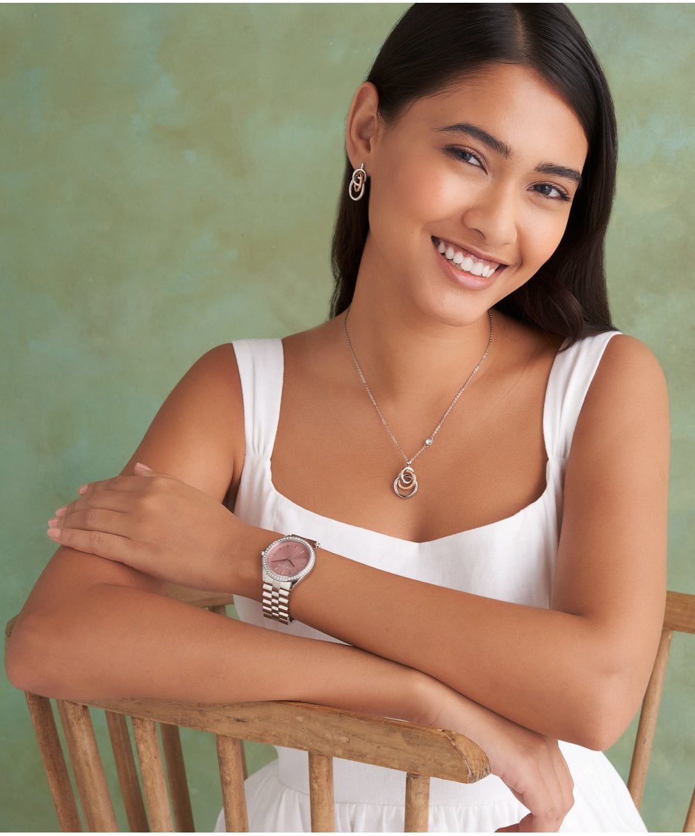 Olivia Burton Bejewelled Mellow Rose & Silver Bracelet Watch
