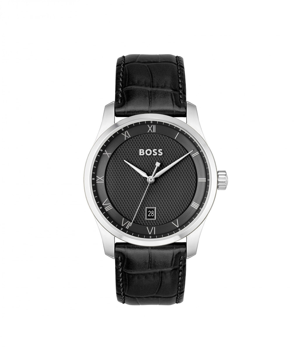 BOSS Principle Black Leather Strap Gents Watch