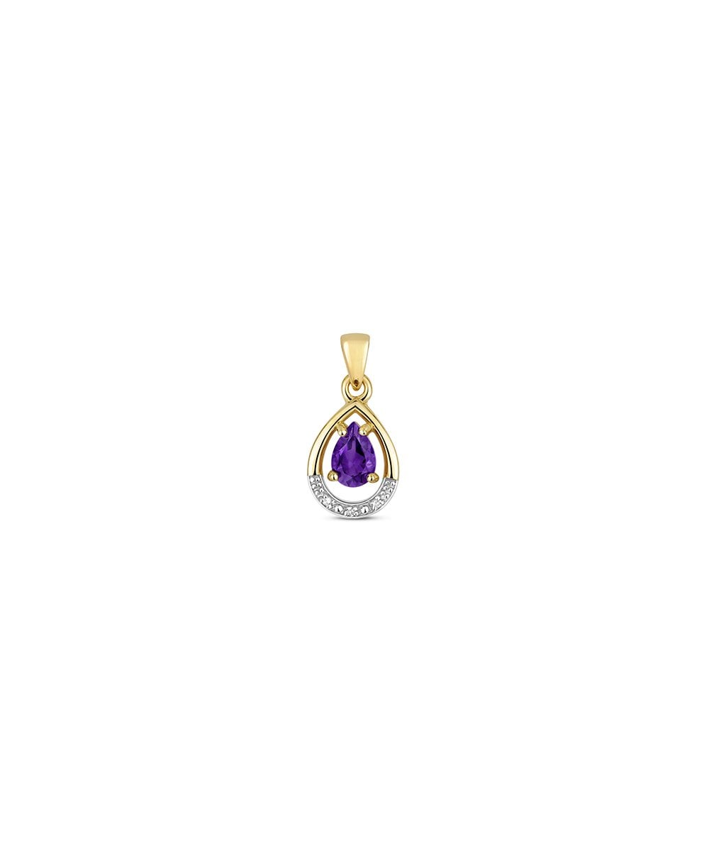 9ct Gold Diamond & Amethyst Pendant