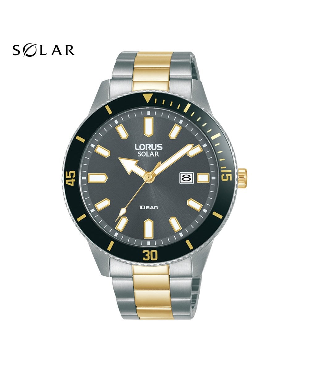 Lorus Solar Grey Dial Gents Bracelet Watch - RX327AX9