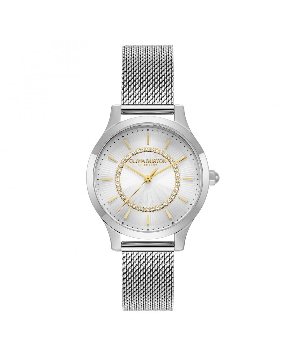 Olivia Burton Wonderlust White & Silver Mesh Bracelet Watch