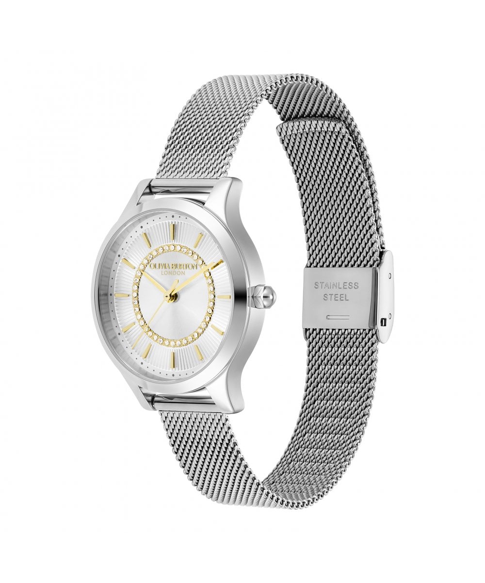 Olivia Burton Wonderlust White & Silver Mesh Bracelet Watch