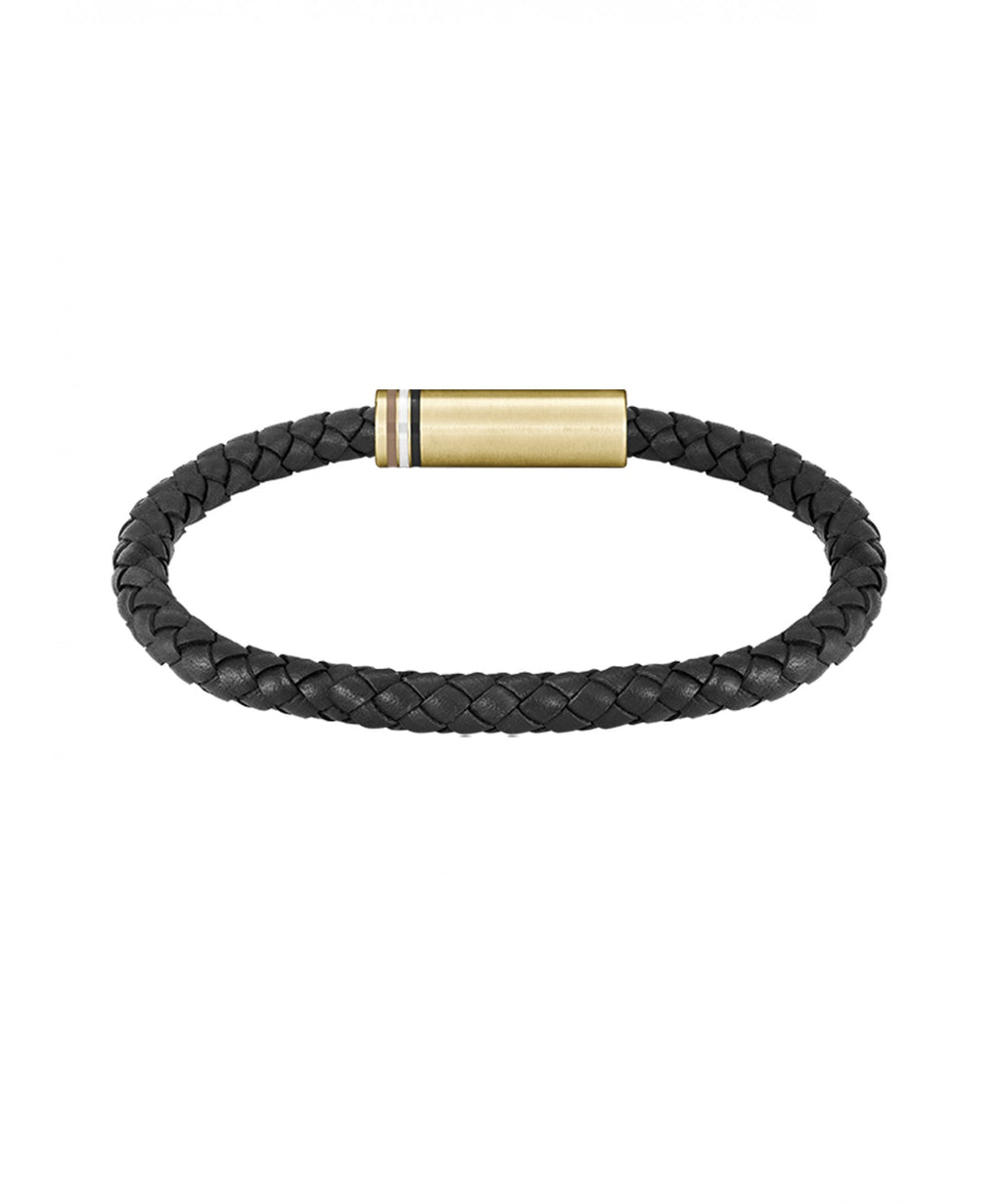 BOSS Ares Black Leather Gents Bracelet