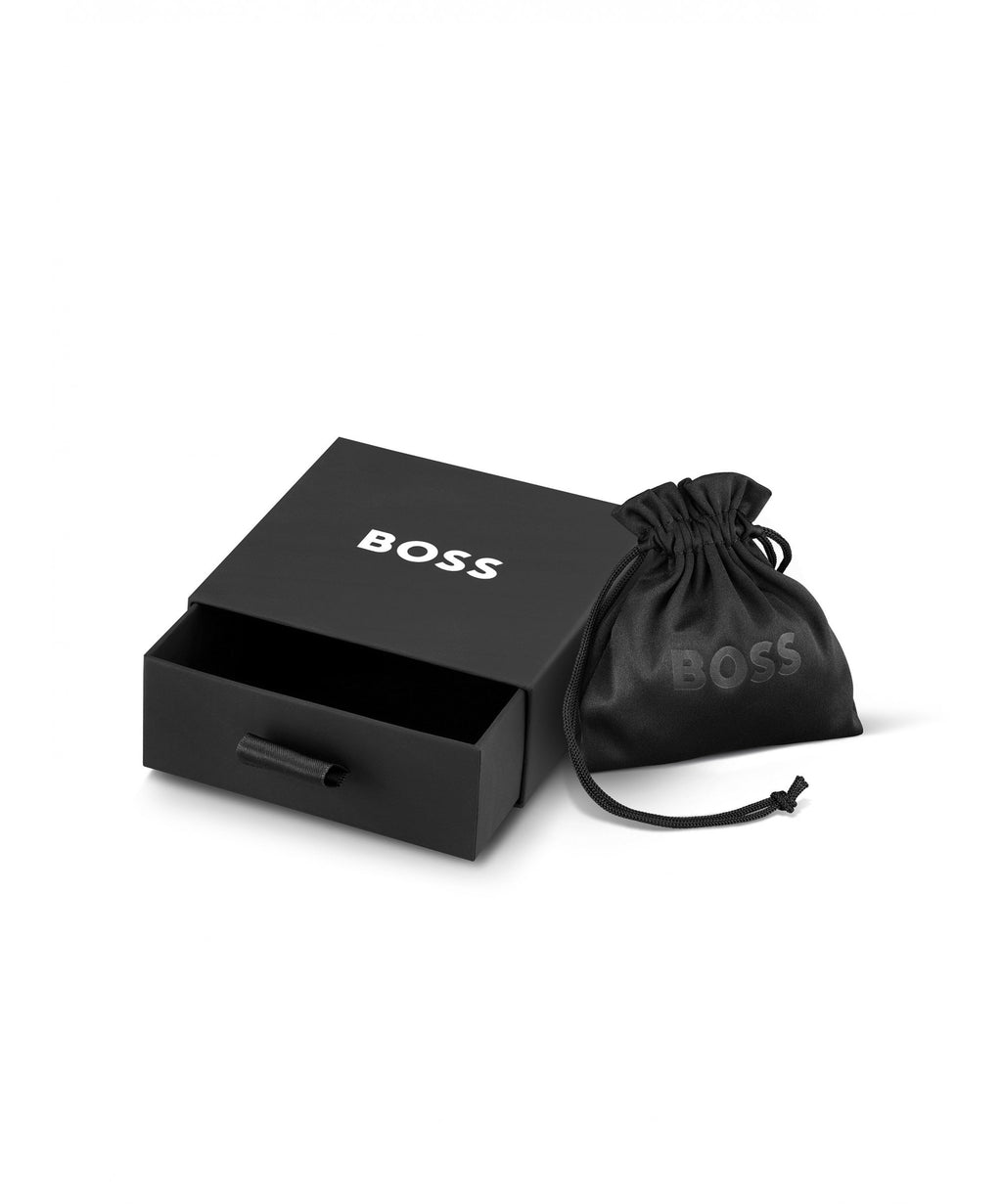 BOSS Ares Black Leather Gents Bracelet