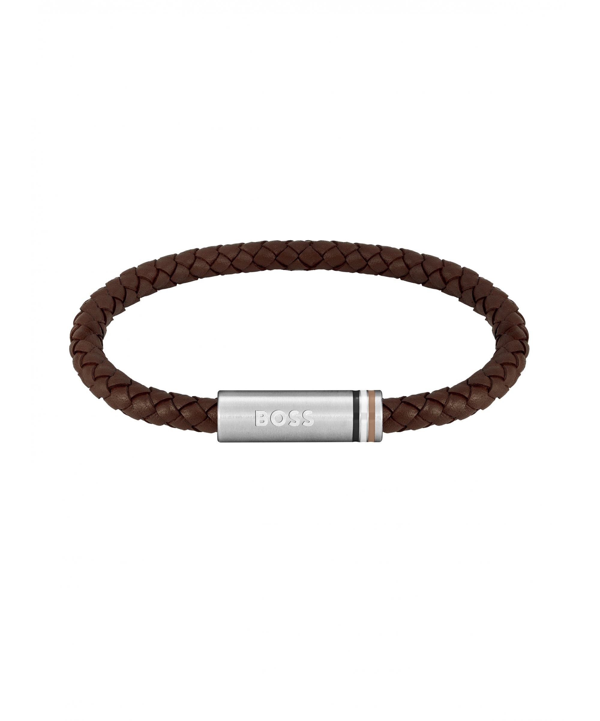 BOSS Ares Brown Leather Gents Bracelet