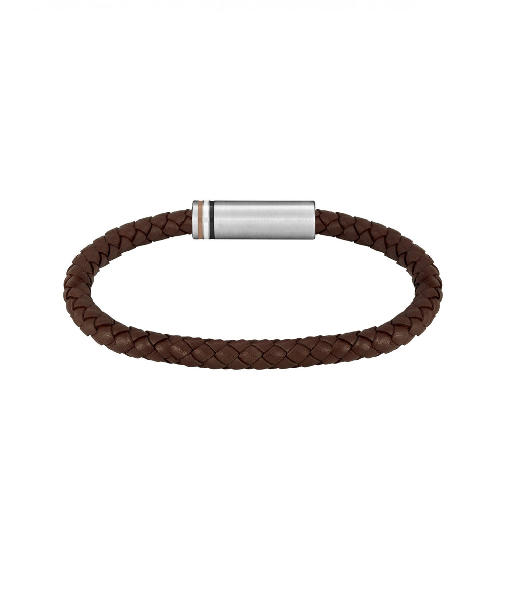 BOSS Ares Brown Leather Gents Bracelet